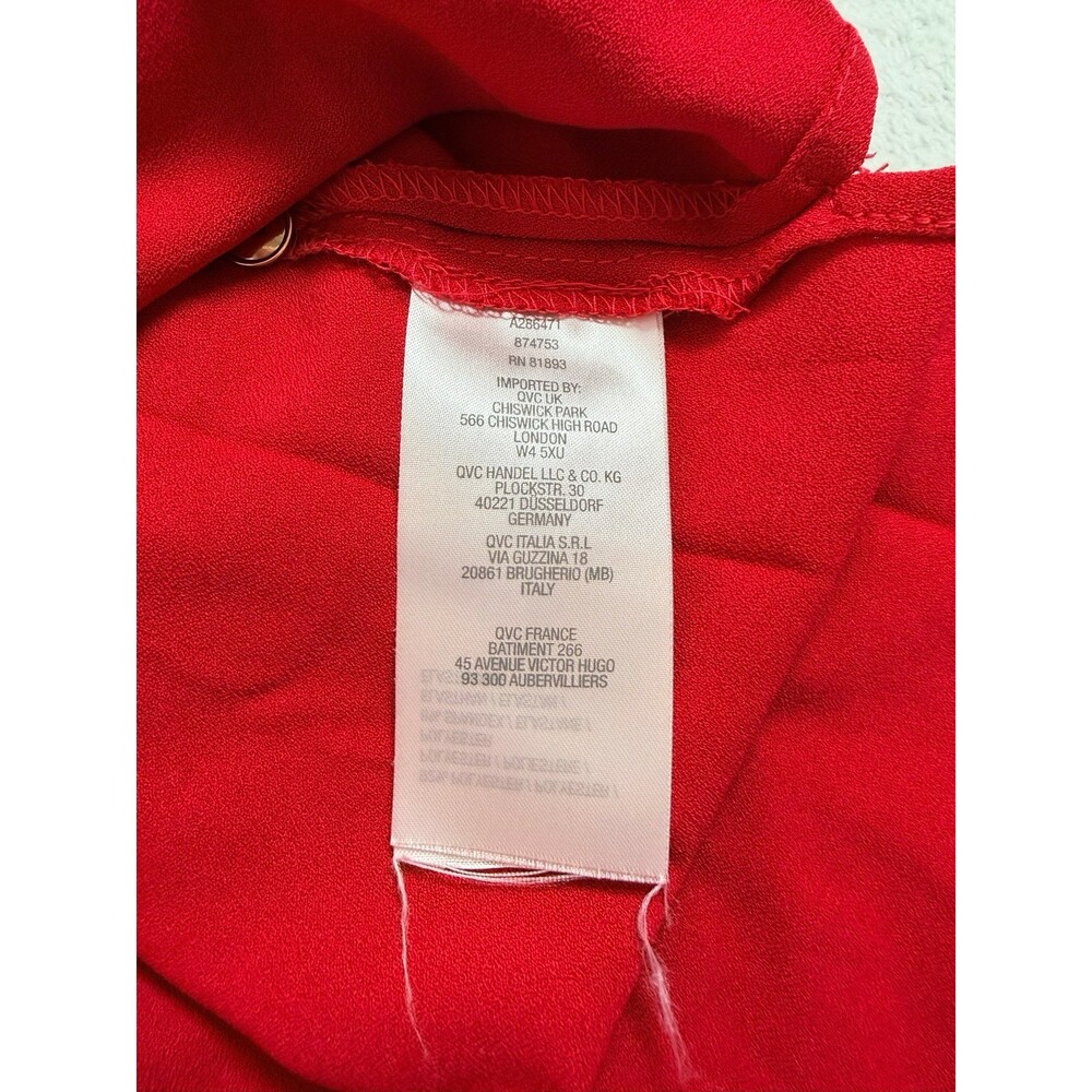 Susan Graver Red Button Down Blouse-Long Sleeve Plus Size 28W - Picture 4 of 5